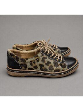 SPRING STEP L'artiste Womens Size 35/US 5 Libbi Leopard Print Lace-Up Sneakers